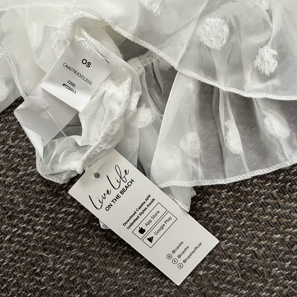 Cupshe White Sheer Ruffle Blouse​​​​ - Picture 7 of 7